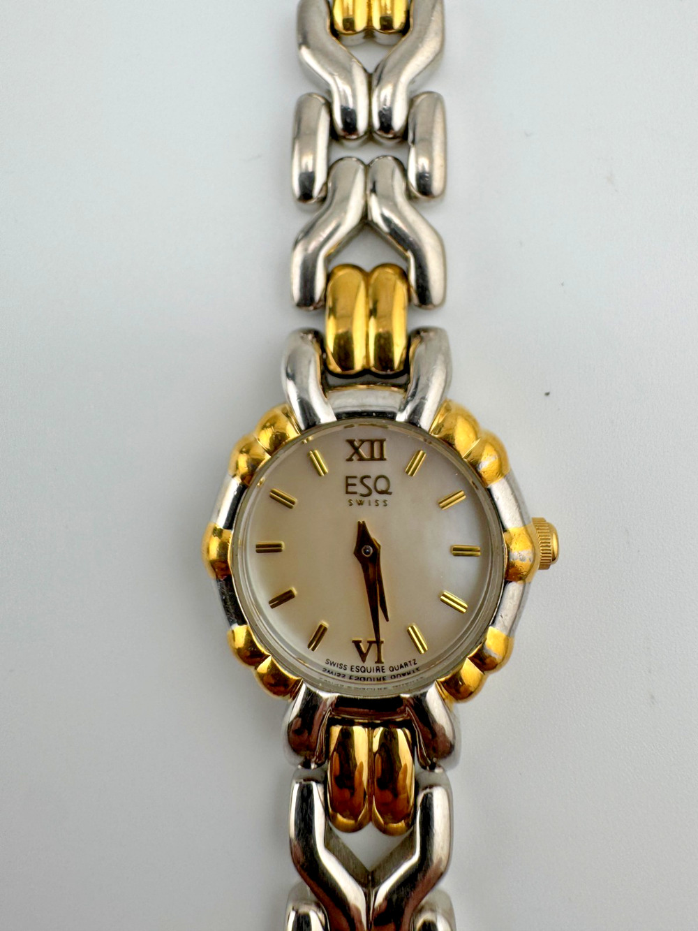ESQ by Movado Swiss Two-Tone Women's Watch Mother of Pearl Roman Numeral Dial